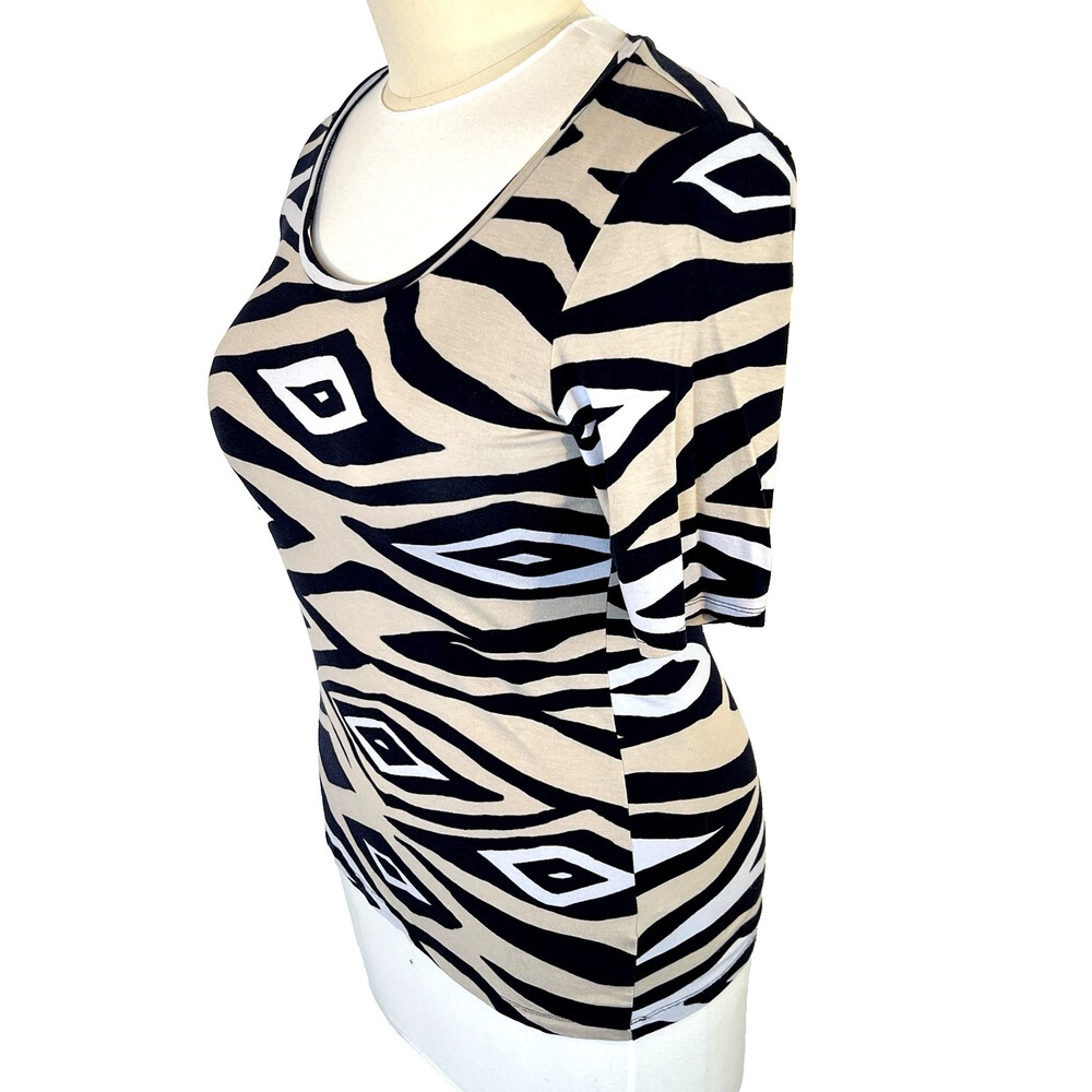 Banana Republic - Women's L Top Stretch Short Sleeve Diamond Ikat Print - Picture 7 of 15